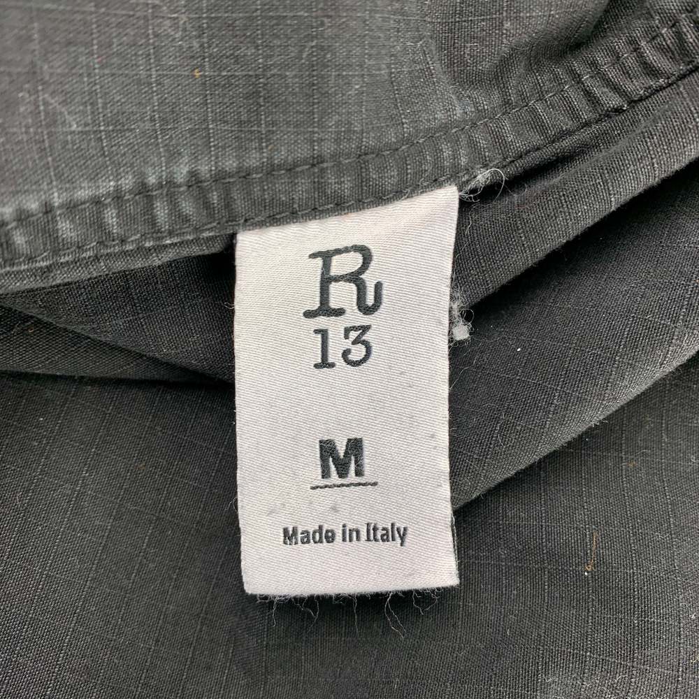 R13 Gray Distressed Cotton Destroyed Military Hooded Jacket - Picture 6 of 7